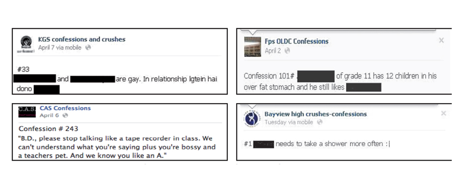 next level bullying facebook confessions pages have made life miserable for several students as their whole names appear on the pages for everyone to see photos facebook