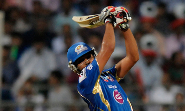 sharma blasted five sixes and three boundaries during his 32 ball stay at the crease to help mumbai amass 183 for three in their 20 overs sharma blasted five sixes and three boundaries during his 32 ball stay at the crease to help mumbai amass 183 for three in their 20 overs