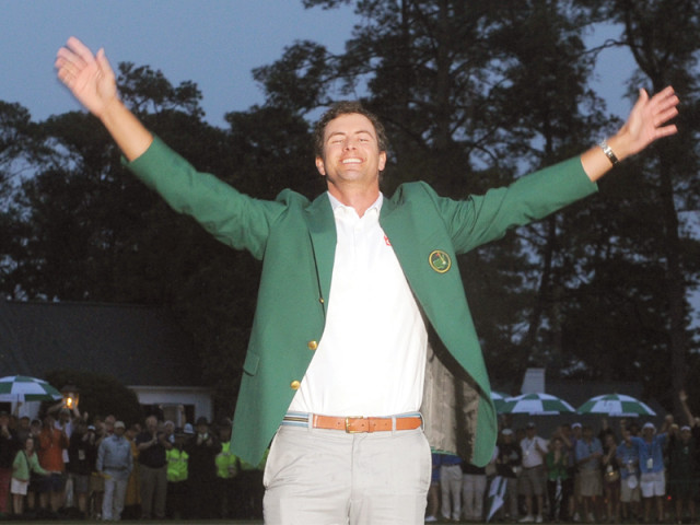 two years after sharing second at masters adam scott edged past angel cabrera on the second playoff hole to capture the green jacket photo afp two years after sharing second at masters adam scott edged past angel cabrera on the second playoff hole to capture the green jacket photo afp