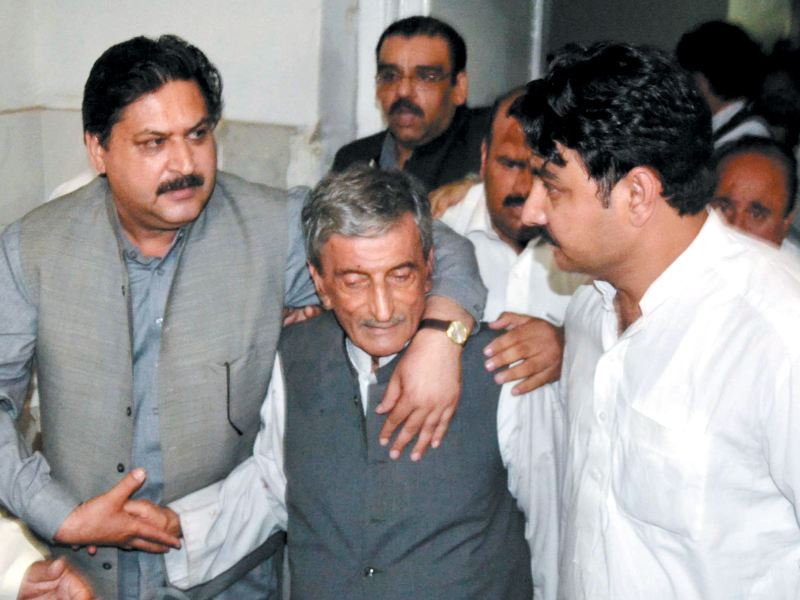 ghulam bilour is brought to a hospital after the blast photo muhammad iqbal express