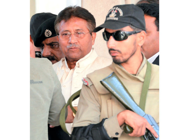 pervez musharraf is escorted by paramilitary soldiers outside the rawalpindi high court photo afp pervez musharraf is escorted by paramilitary soldiers outside the rawalpindi high court photo afp