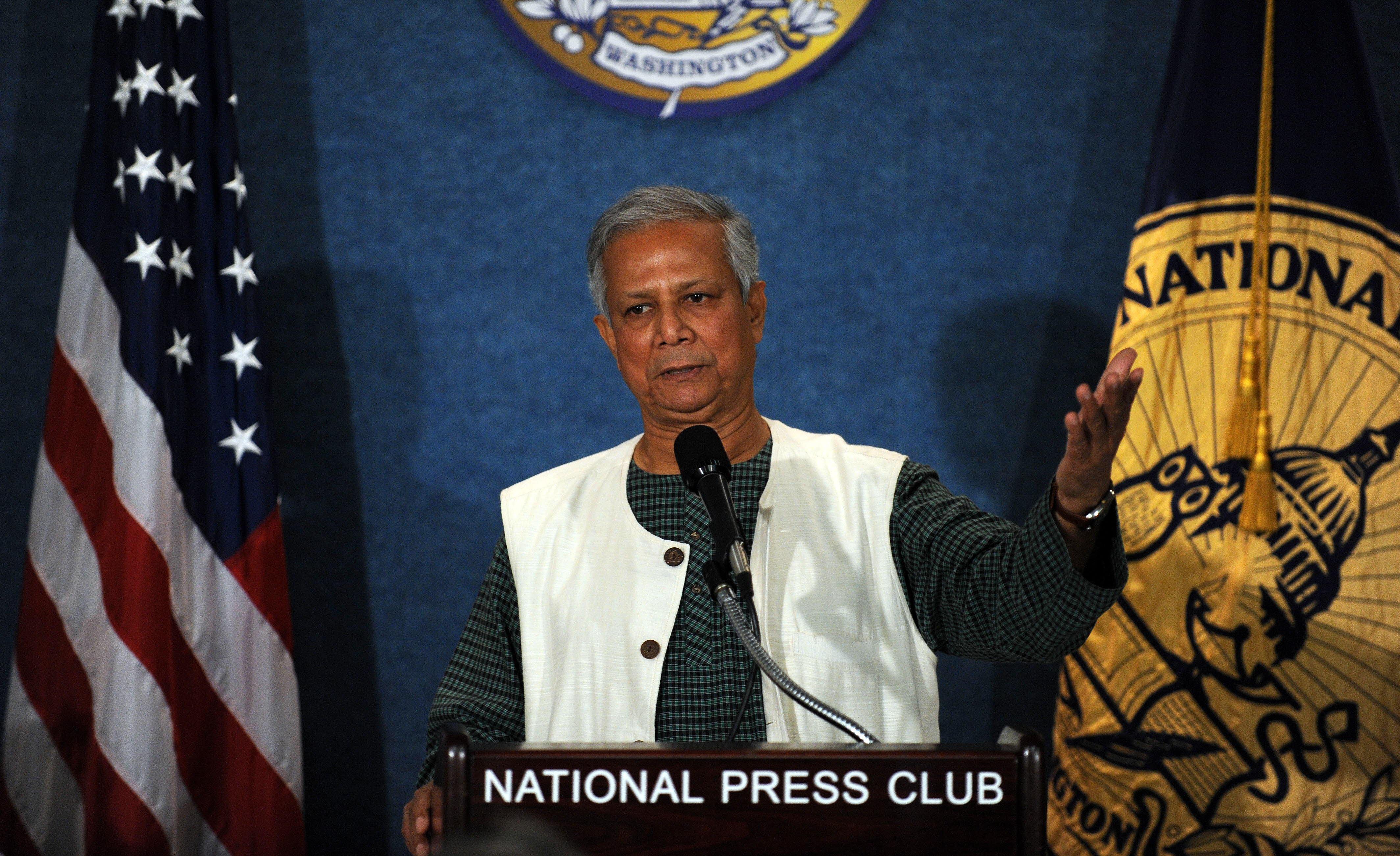 muhammad yunus founder of grameen bank which provides small loans to poor people photo afp file