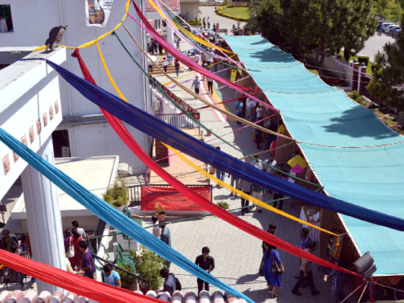the university campus has been decorated with colourful buntings and banners in a festive spirit photo express