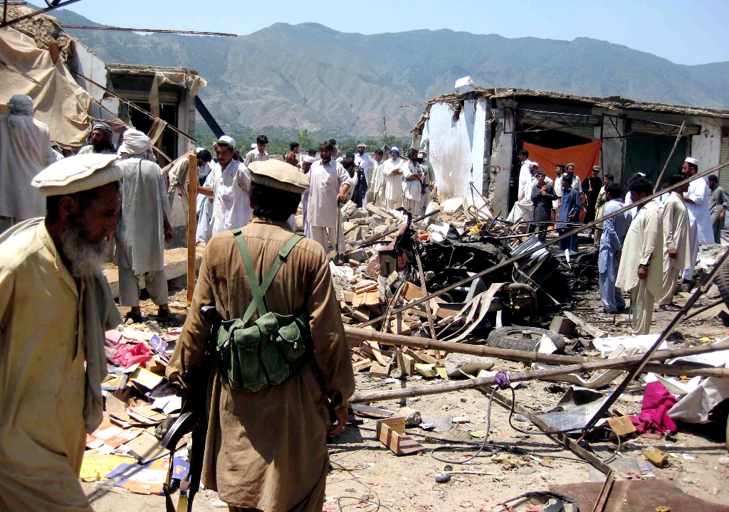 a dated photo showing a blast site in bajaur photo afp file