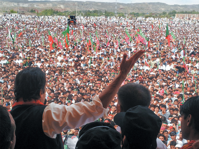 imran khan addresses a mammoth rally in karak on sunday photo nni