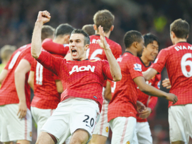 the 3 0 win against aston villa at old trafford sealed united s historic 20th league title photo afp
