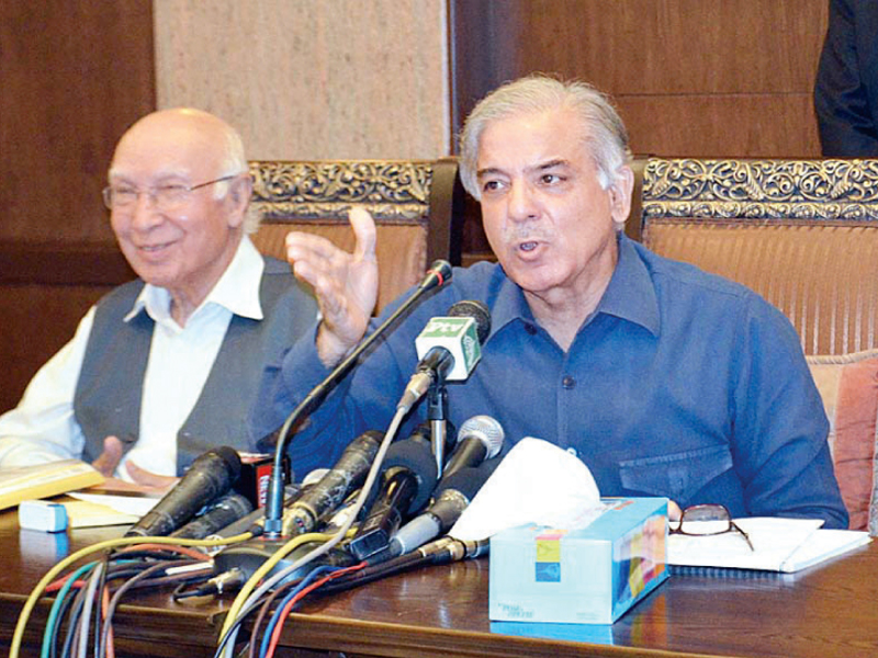 former chief minister shahbaz sharif addressing a press conference in lahore photo app