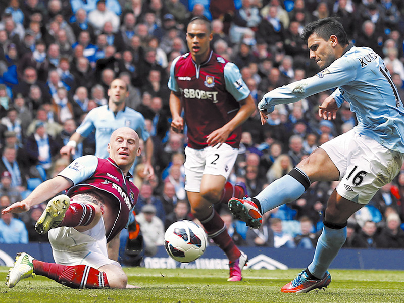 city dominated the early stages and aguero hit the post with a scuffed shot before making the 28th minute breakthrough photo reuters