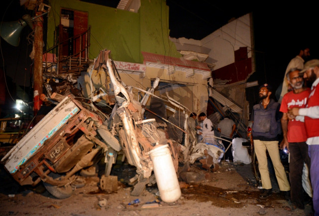 the site of the blast targeting anp candidate bashir jan in karachi on friday photo afp