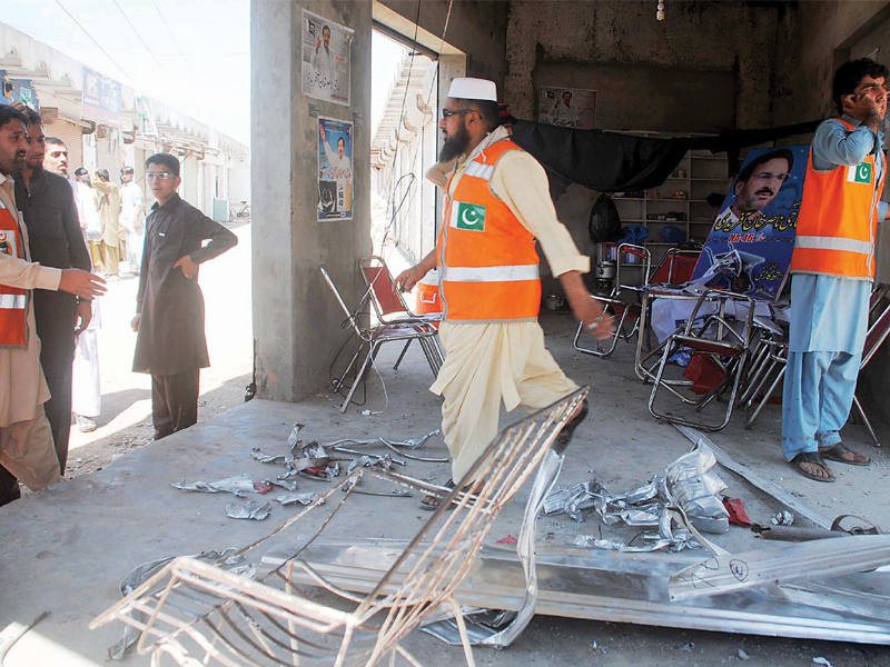 destruction at the office of independent candidate after a bomb blast in peshawar photo muhammad iqbal express