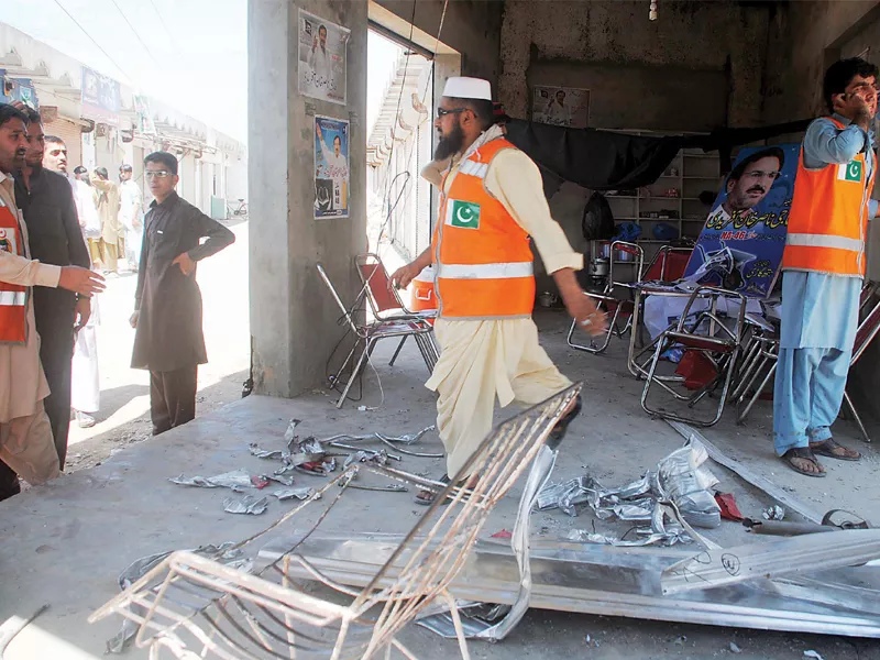 destruction at the office of independent candidate after a bomb blast in peshawar photo muhammad iqbal express destruction at the office of independent candidate after a bomb blast in peshawar photo muhammad iqbal express