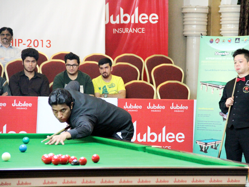 asif beat fung to move into the knockout stage of the asian snooker championship joining compatriots sajjad humza and saim in the last 16 photo ayesha mir express