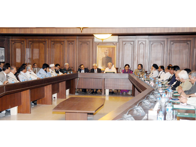 caretaker chief minister justice retd zahid kurban alavi presides over the apc at sindh secretariat photo app