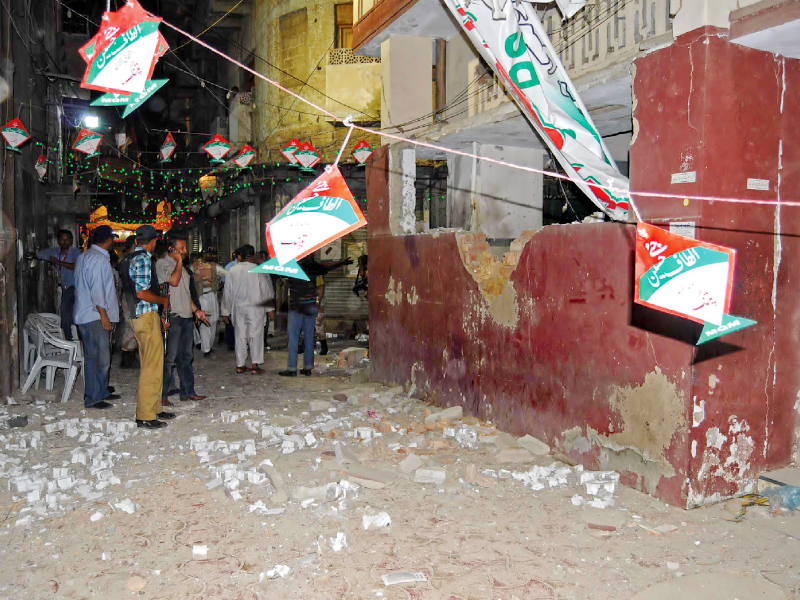 mqm s unit office at burns road after the attack photo muhammad noman express