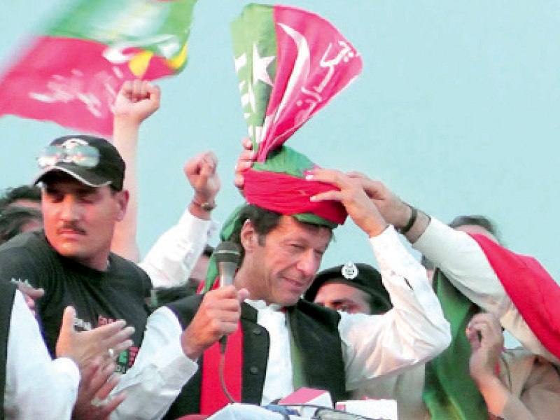 pti chairman imran khan addressing a public gathering at attock photo rashid ali express