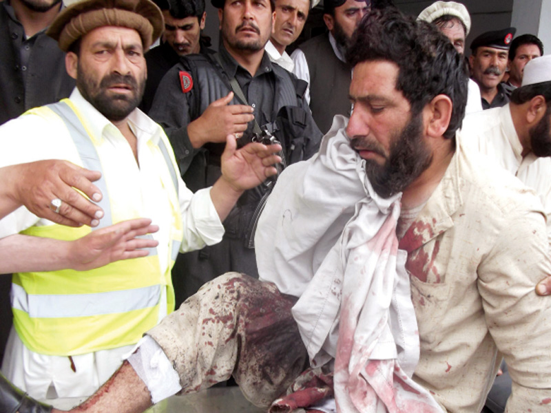 an injured victim arrives at a hospital following the explosion photo afp