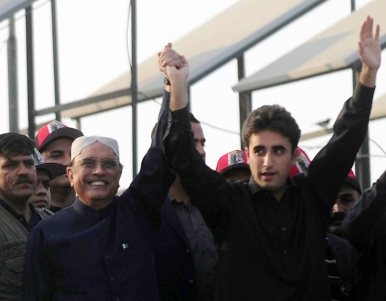 bilawal bhutto with his father asif ali zardari photo afp