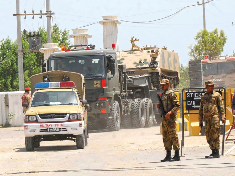 army vehicles leaving malir cantonment ahead of elections photo file