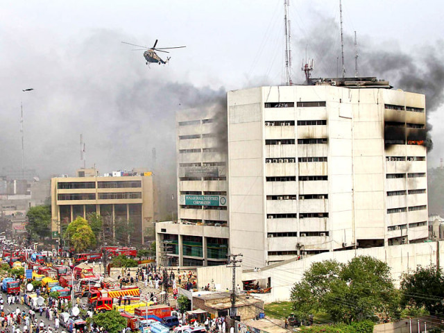 a fire broke out on the seventh floor and quickly spread to the eighth and ninth floors of the lda plaza in lahore photo shafiq malik express
