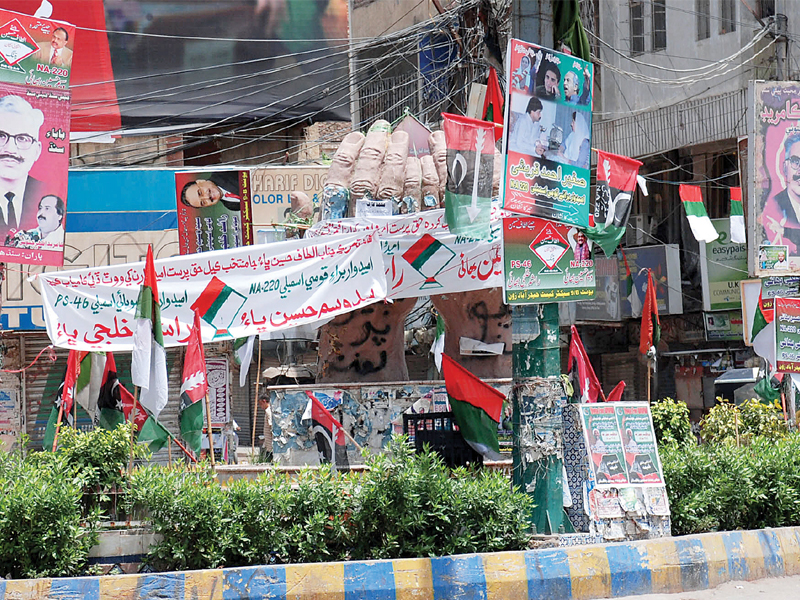 the flags of several political parties were dotting haider chowk in hyderabad ahead of the elections hyderabad will witness some tough fights between contenders photo shahid ali express