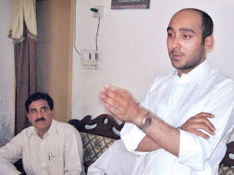 ali haider gilani at a corner meeting prior to being kidnapped on thursday photo file