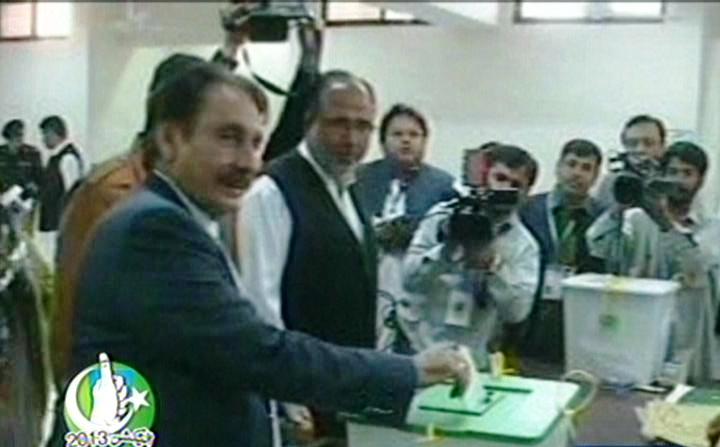 screengrab shows cj chaudhry casting his vote screengrab express news