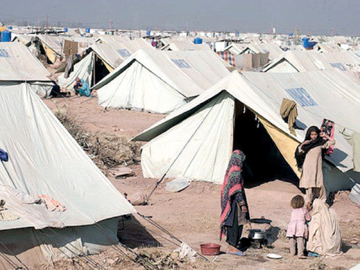 the jalozai camp polling station was in a ruckus after candidates said displaced people were fakes photo file