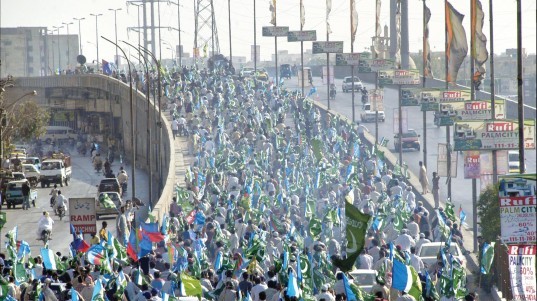 ji held a rally to protest against the general elections in karachi photo file