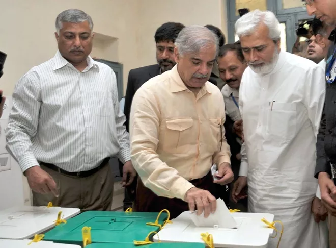 shahbaz sharif casting his vote photo ppi shahbaz sharif casting his vote photo ppi