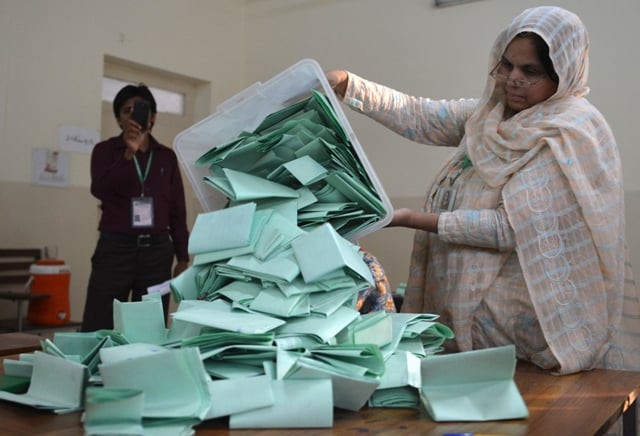 a pakistani election official empties a ballot box at the end of polling in islamabad on may 11 2013 photo afp a pakistani election official empties a ballot box at the end of polling in islamabad on may 11 2013 photo afp