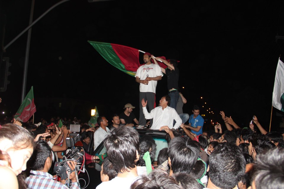 singer salman ahmed can be seen at a pti anti rigging protest at lalik chowk lahore photo pti official facebook page