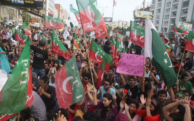 pti held a protest at teen talwar karachi against alleged rigging in elections photo nni pti held a protest at teen talwar karachi against alleged rigging in elections photo nni