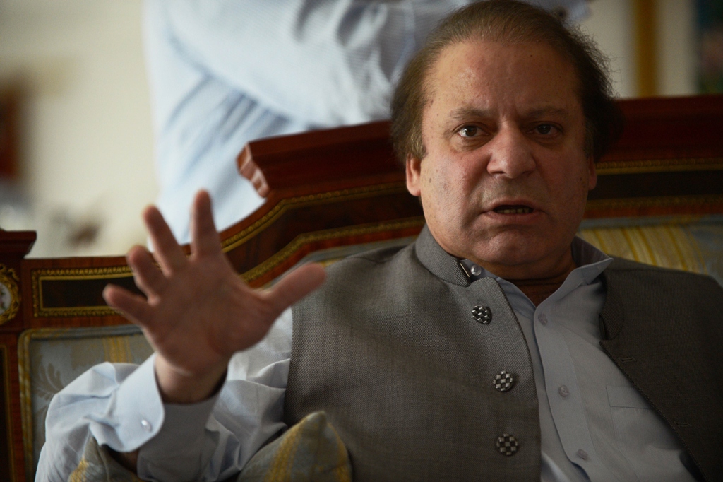 nawaz sharif speaks to journalists at his farm house in raiwind on the outskirts of lahore on may 13 2013 photo afp file