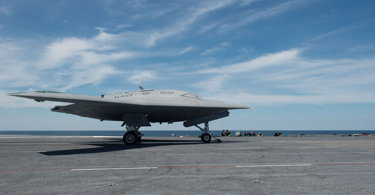 this may 14 2013 us navy handout image shows an x 47b unmanned combat air system ucas about to be launched from the flight deck of the aircraft carrier uss george h w bush photo afp