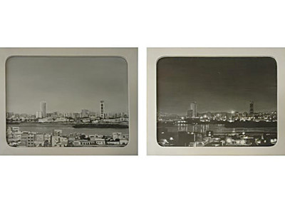 the flip side artist presents two different perspectives on a canvas