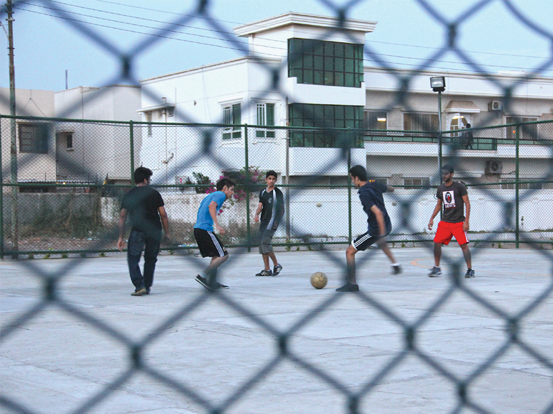 while residents have complained of the noise coming from the futsal ground in dha phase vi young men have been glad for having an recreational venue photo ayesha mir express