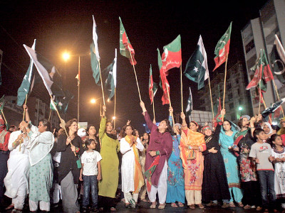 switching gears pti s dharna erupts in cheers on mqm s boycott of re polling switching gears pti s dharna erupts in cheers on mqm s boycott of re polling