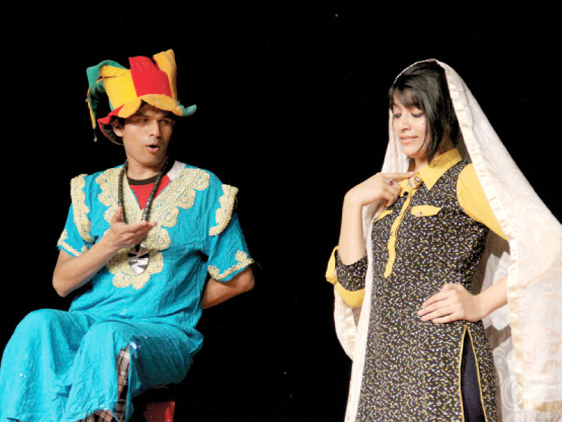 at the comedy play at pacc a scene showed an emperor busy in frivolous activities instead of being concerned about affairs of his people photo ayesha mir express