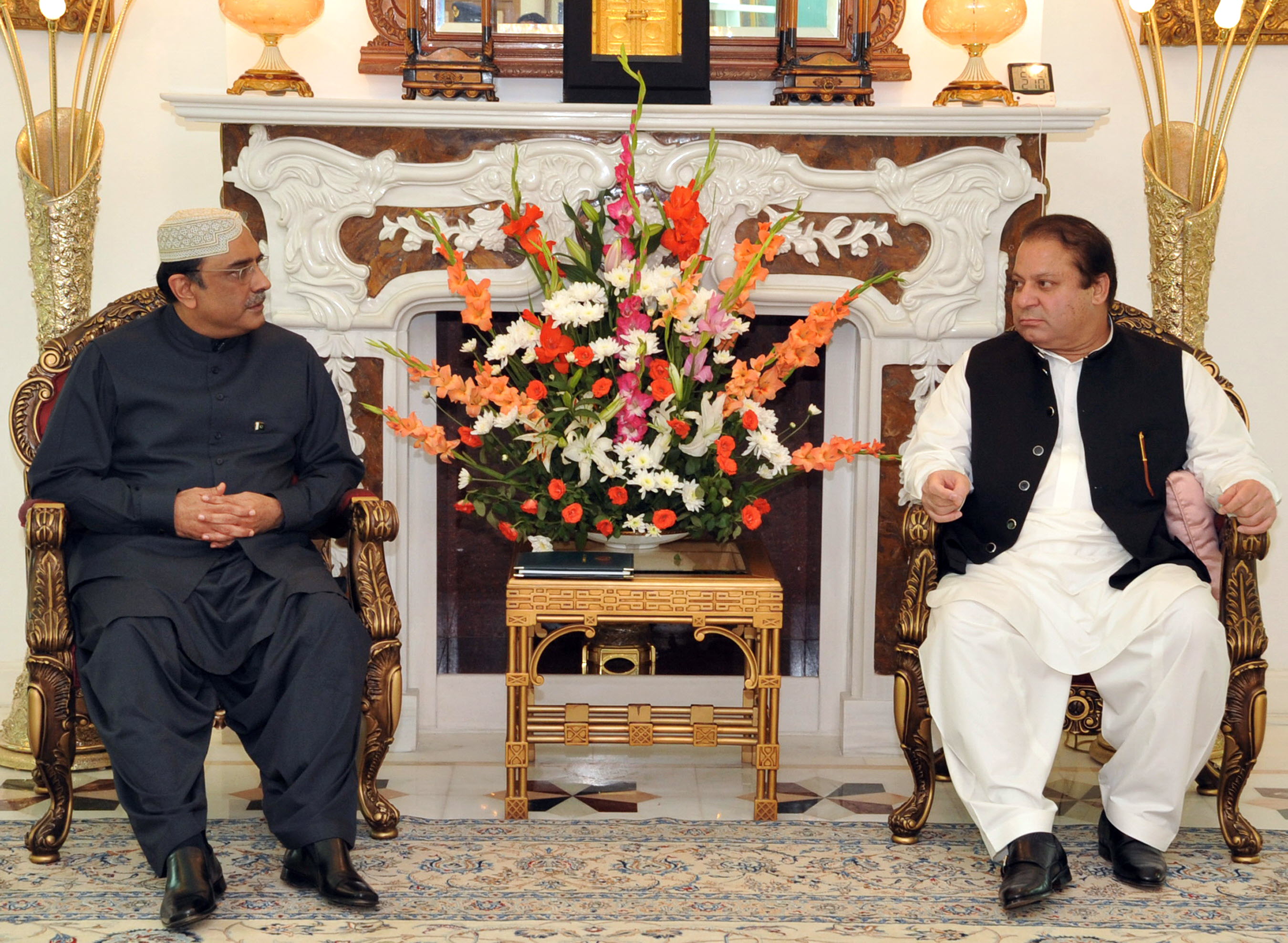 nawaz sharif had earlier complained that president zardari had not called to congratulate him photo afp file