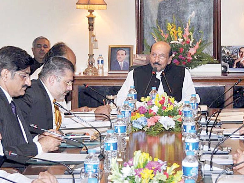 sindh chief minister qaim ali shah presiding over the first session of the provincial cabinet photo app