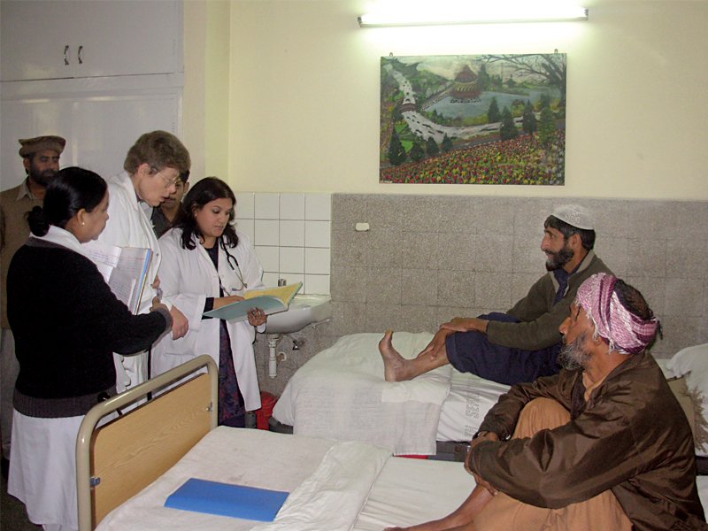 dr christine schmotzer attending a patient at alp hospital rawalpindi photo express