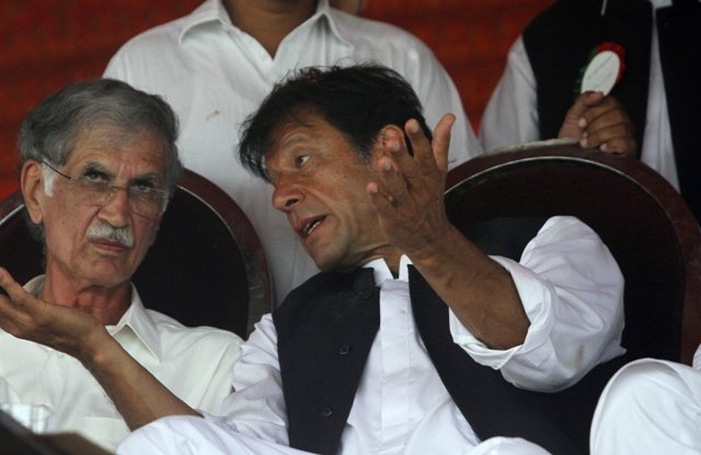 pervaiz khattak with pti chairman imran khan photo reuters file