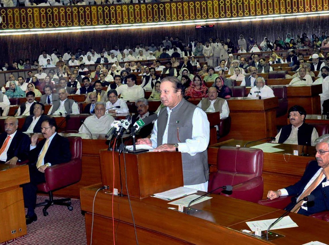 nawaz sharif s 30 minute speech his first as the prime minister touched on everything from crime and corruption to economy and extremism photo ppi