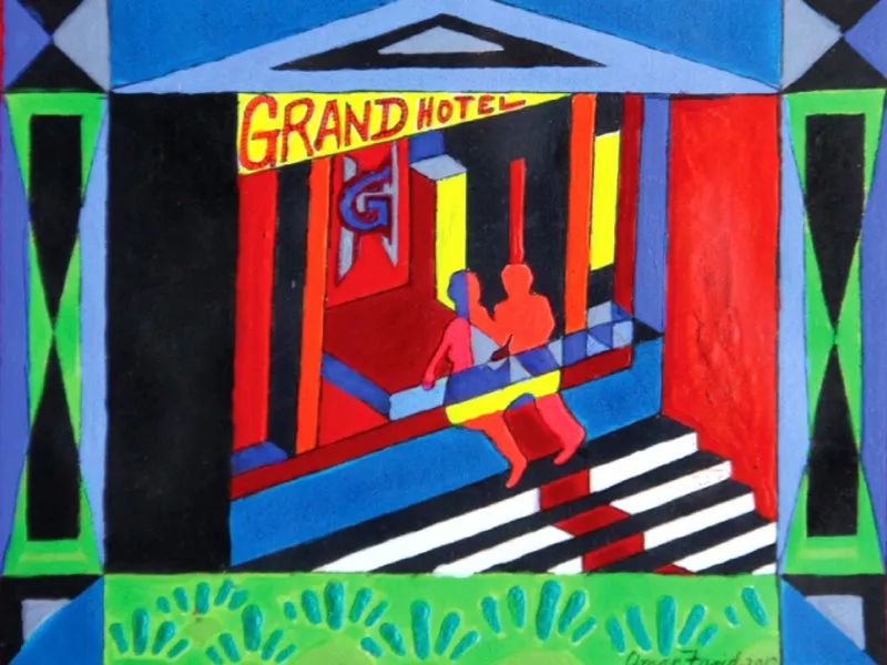 the painting grand hotel shows the artist omar farid s attempt at creating an optical illusion photo courtesy art chowk gallery the painting grand hotel shows the artist omar farid s attempt at creating an optical illusion photo courtesy art chowk gallery