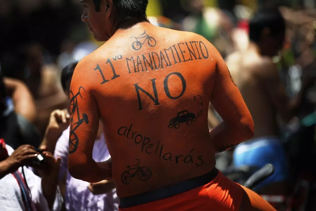 a cyclist shows graffiti on his back that reads quot eleventh commandment no running over quot during the world naked bike ride in mexico city june 8 2013 photo reuters a cyclist shows graffiti on his back that reads quot eleventh commandment no running over quot during the world naked bike ride in mexico city june 8 2013 photo reuters
