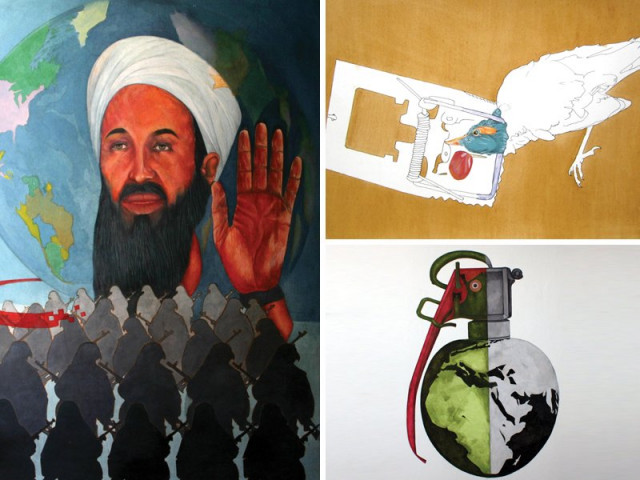 past n present by amir raza bottom shabash by amir raza left and an untitled painting by hidayatullah mirani top are among the paintings being exhibited at the full circle gallery the show is based on the theme trapped photos courtesy full circle gallery past n present by amir raza bottom shabash by amir raza left and an untitled painting by hidayatullah mirani top are among the paintings being exhibited at the full circle gallery the show is based on the theme trapped photos courtesy full circle gallery