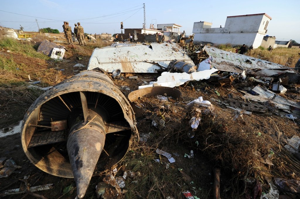 debris of bhoja air plane photo reuters