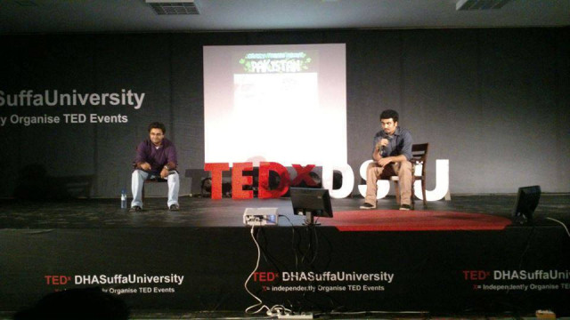 creators of kachee goliyan comics during their session of tedx at teh dha suffa university on saturday photo courtesy saba nasir facebook