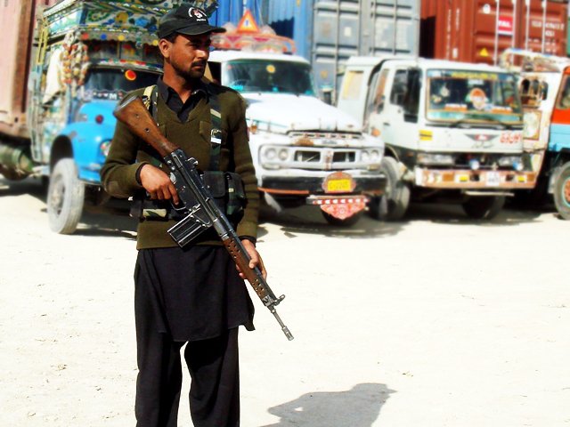 a security officail stands guard near the chaman border photo afp file