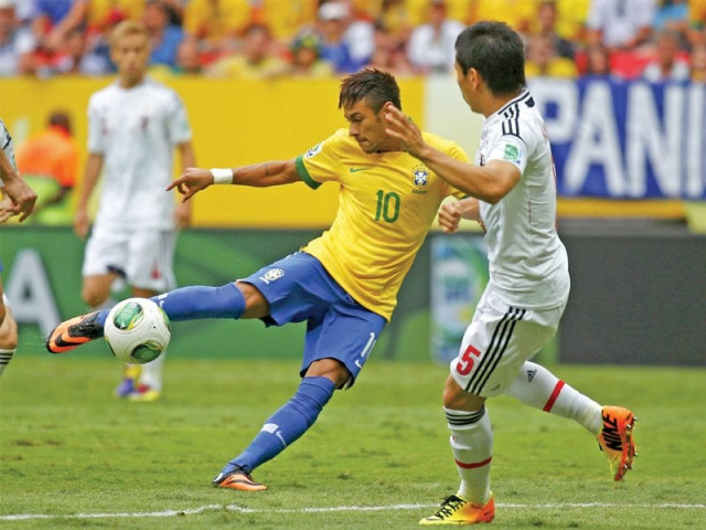 neymar lived up to the hype as he scored a brilliant opening goal after just three minutes of the match photo reuters neymar lived up to the hype as he scored a brilliant opening goal after just three minutes of the match photo reuters